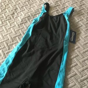 NWT Waterpro Black and Blue Splice Unitard
